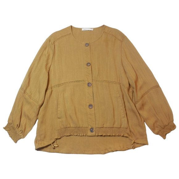 Jacket SMALL light-weight button-down pockets long sleeve mustard color casual - Picture 1 of 10